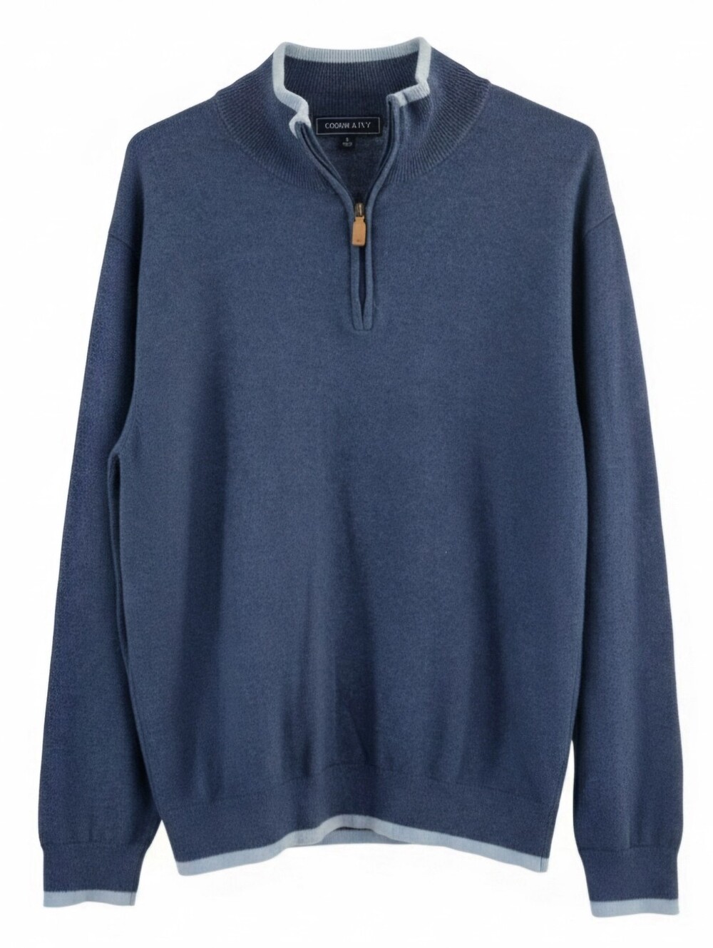 Crown & Ivy Men’s Quarter Zip Sweater Blue Contrast Trim Size L